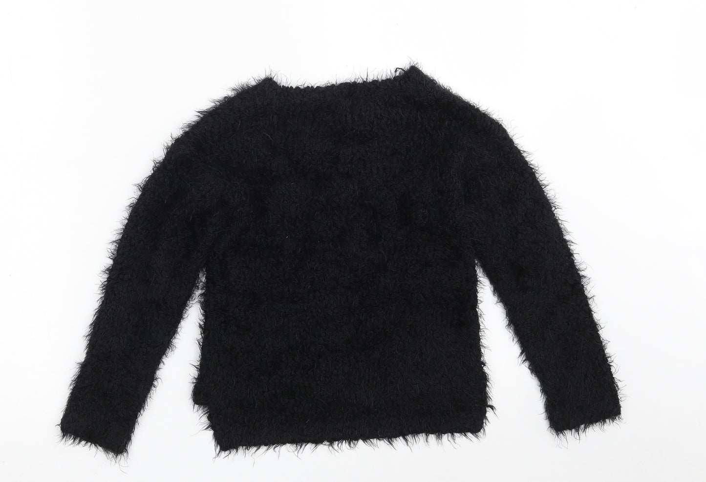 NEXT Girls Black Round Neck  Polyester Pullover Jumper Size 6 Years   - STAR