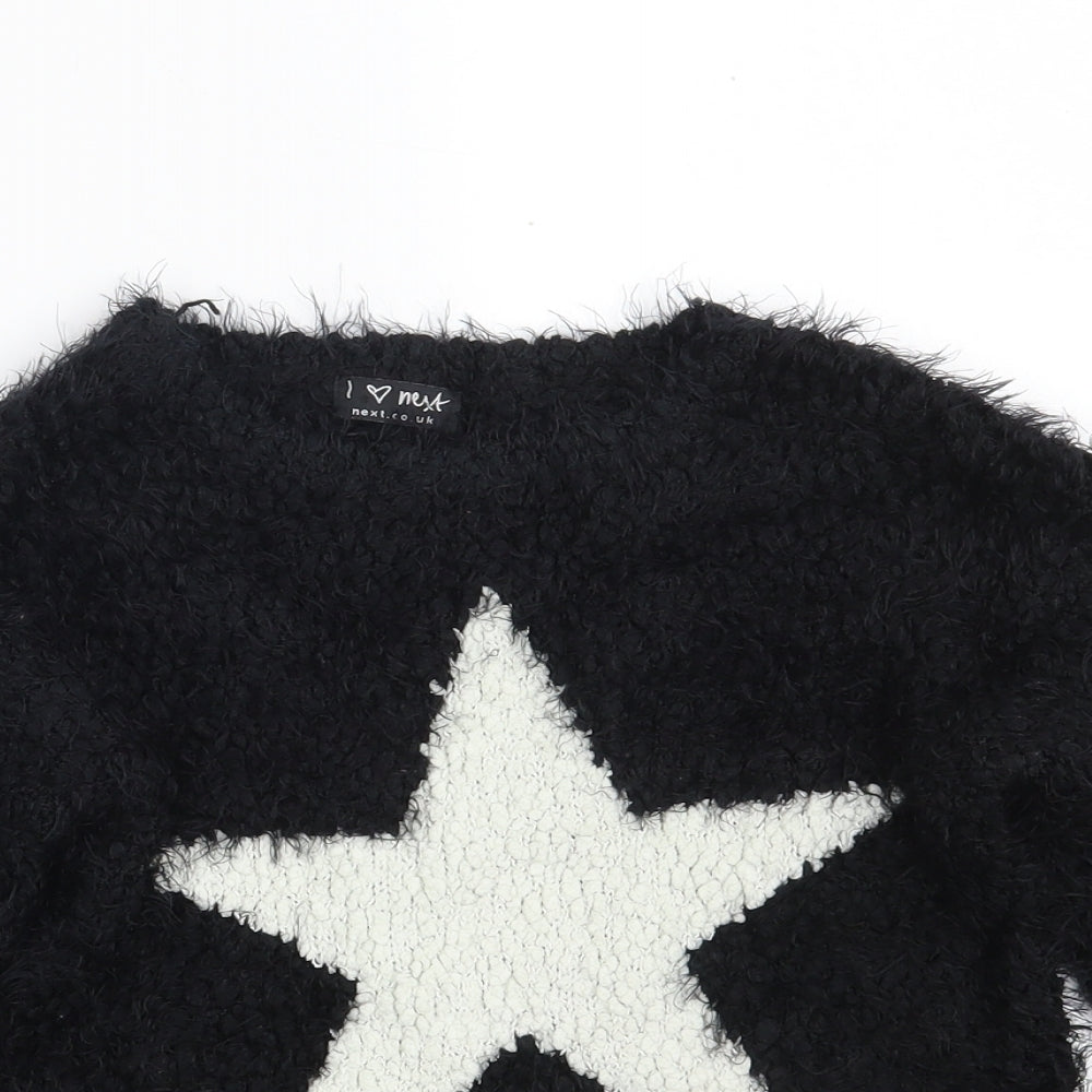 NEXT Girls Black Round Neck  Polyester Pullover Jumper Size 6 Years   - STAR