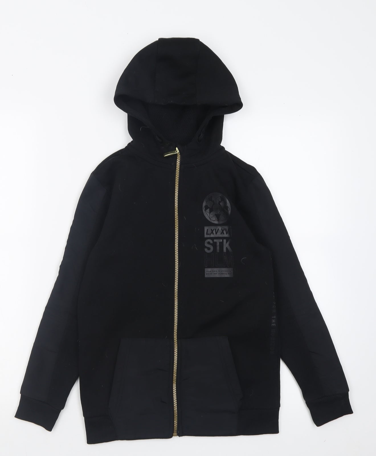George Boys Black  Polyester Full Zip Hoodie Size 9-10 Years  Zip