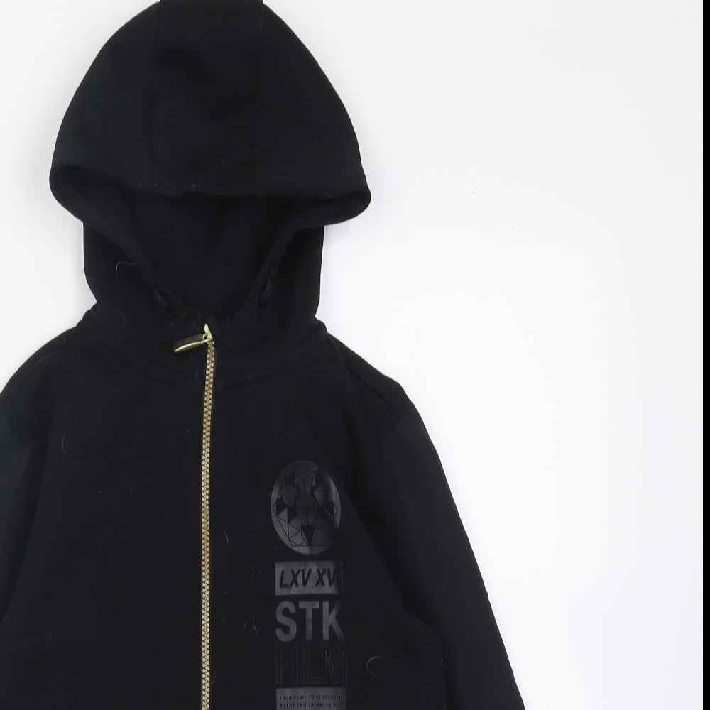 George Boys Black  Polyester Full Zip Hoodie Size 9-10 Years  Zip