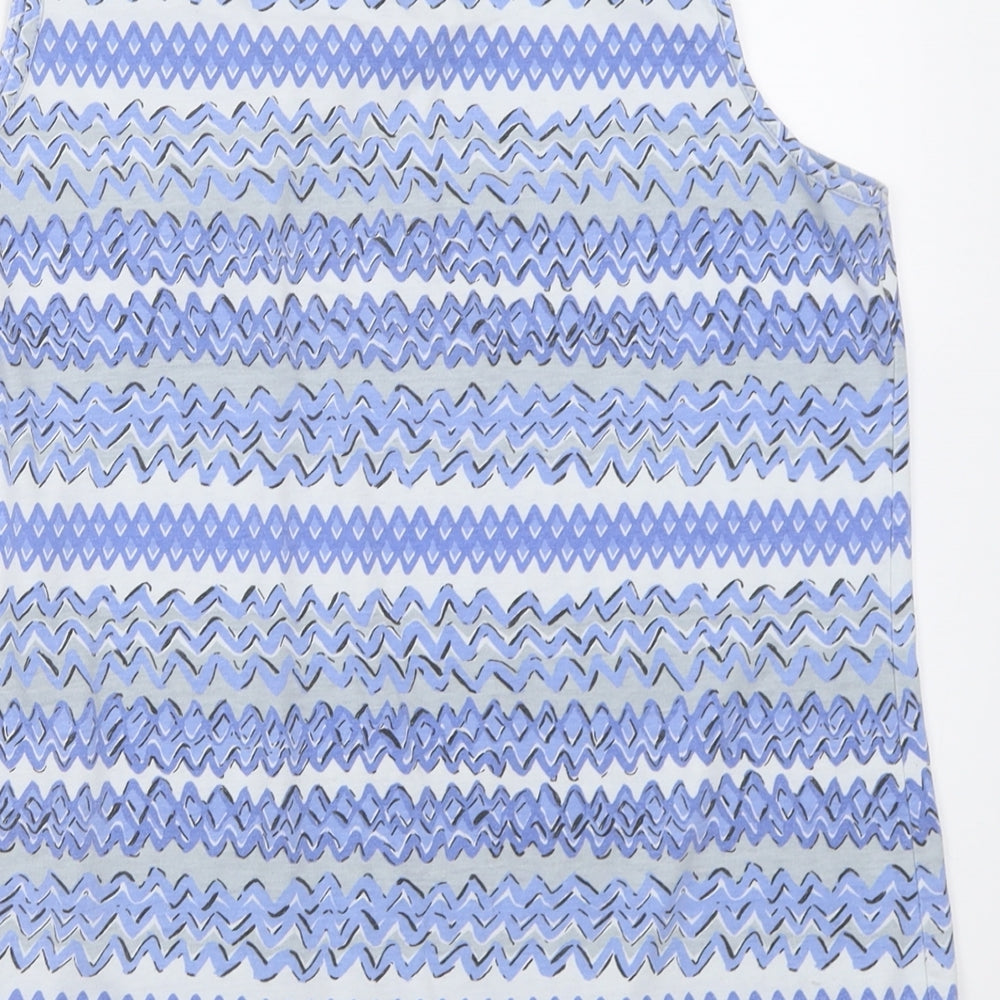 Bm collection Womens Blue Geometric Polyester Basic Tank Size 16 Crew Neck