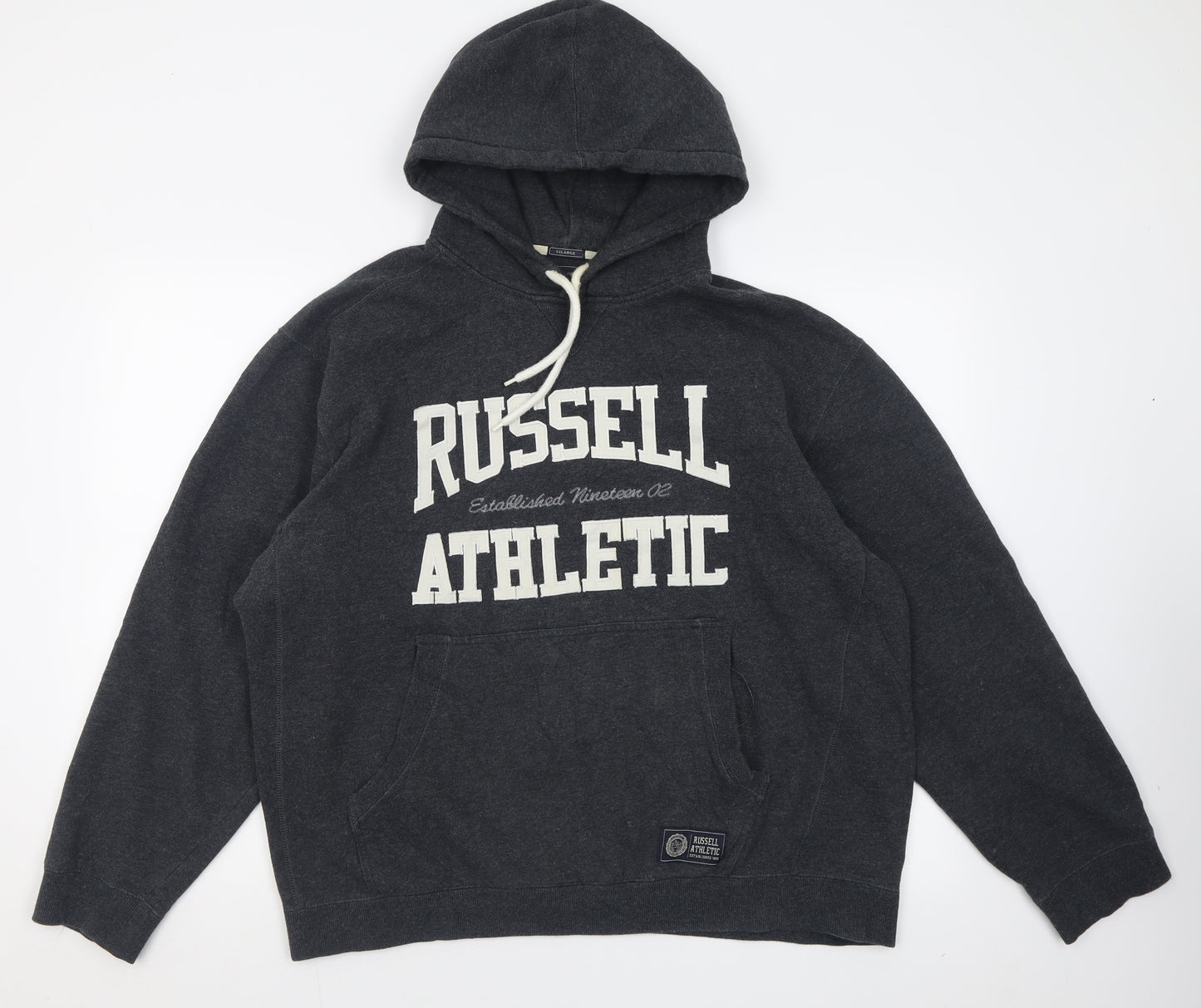 Russell Athletic Mens Grey  Cotton Pullover Hoodie Size 2XL