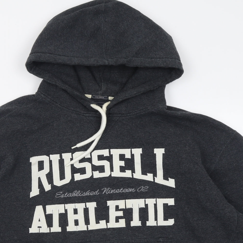 Russell Athletic Mens Grey  Cotton Pullover Hoodie Size 2XL