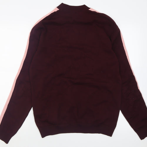 River Island Mens Purple Crew Neck Striped Polyester Pullover Jumper Size S