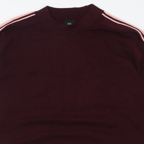 River Island Mens Purple Crew Neck Striped Polyester Pullover Jumper Size S