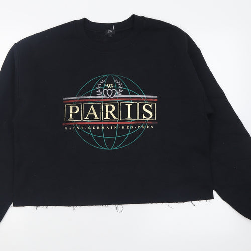 River Island Womens Black  Cotton Pullover Sweatshirt Size S  Pullover - Cropped