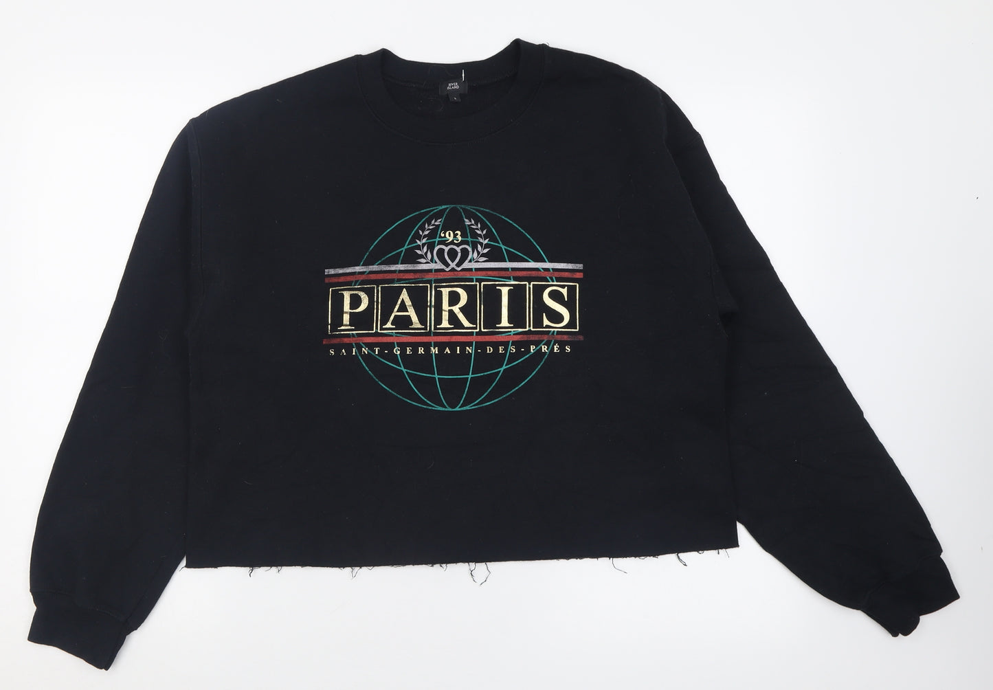 River Island Womens Black  Cotton Pullover Sweatshirt Size S  Pullover - Cropped