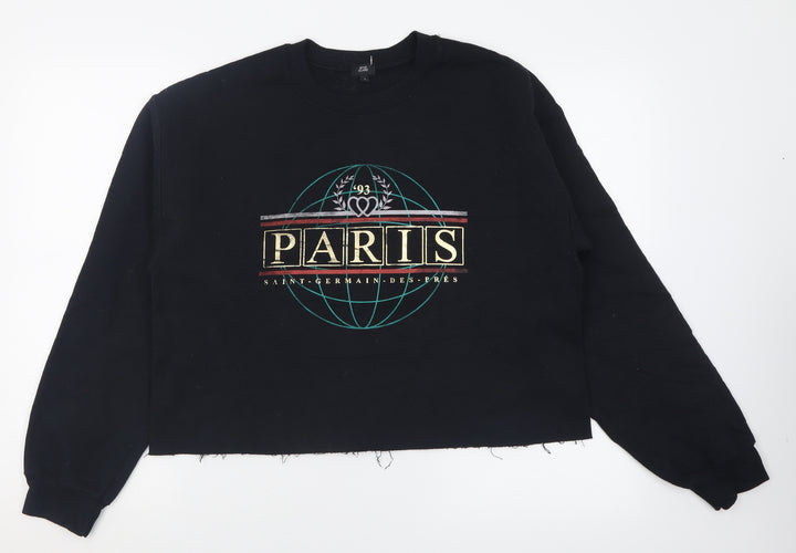 River Island Womens Black  Cotton Pullover Sweatshirt Size S  Pullover - Cropped