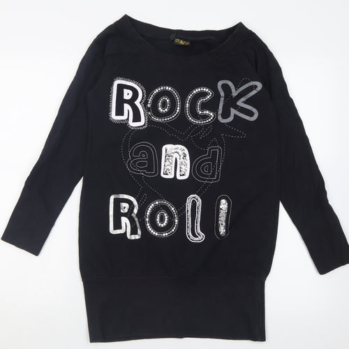 silver dagger Womens Black  Cotton Tunic Sweatshirt Size 8  Pullover