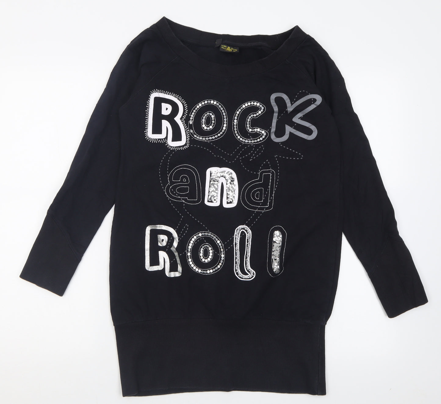 silver dagger Womens Black  Cotton Tunic Sweatshirt Size 8  Pullover