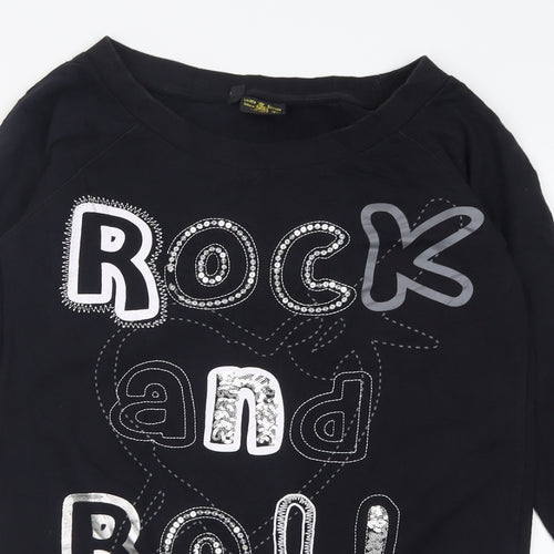 silver dagger Womens Black  Cotton Tunic Sweatshirt Size 8  Pullover