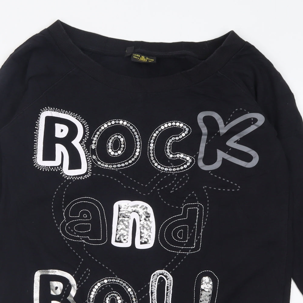 silver dagger Womens Black  Cotton Tunic Sweatshirt Size 8  Pullover