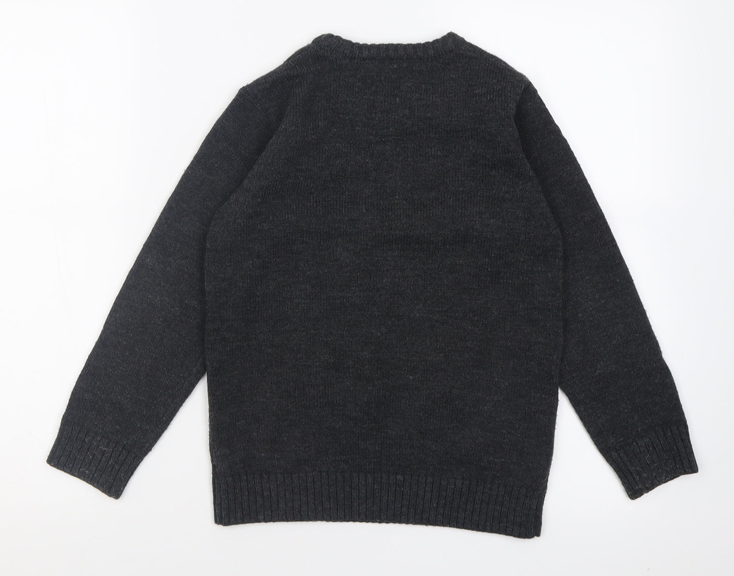 George Boys Grey Crew Neck  Acrylic Pullover Jumper Size 8-9 Years  Pullover - Christmas  Jumper