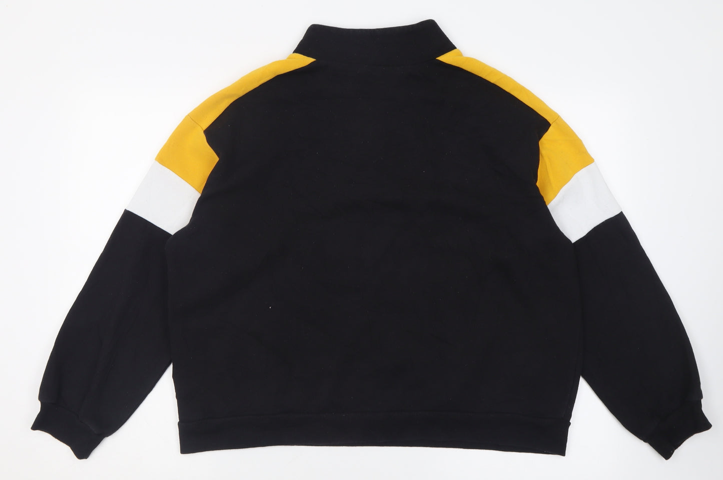 H&M Womens Black Striped Cotton Pullover Sweatshirt Size L  Zip