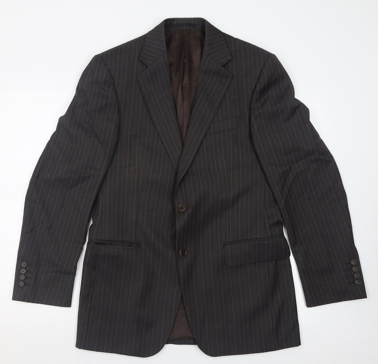 alan epsy Mens Brown Striped Wool Jacket Suit Jacket Size 38