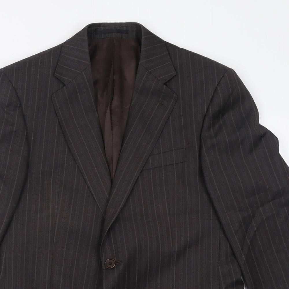 alan epsy Mens Brown Striped Wool Jacket Suit Jacket Size 38