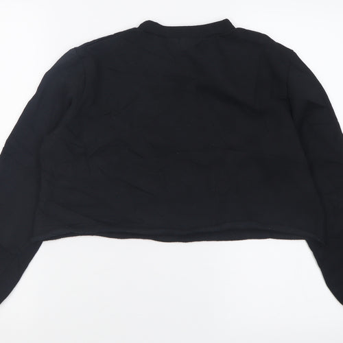 PRETTYLITTLETHING Womens Black  Polyester Pullover Sweatshirt Size 10  Pullover - Cropped christmas