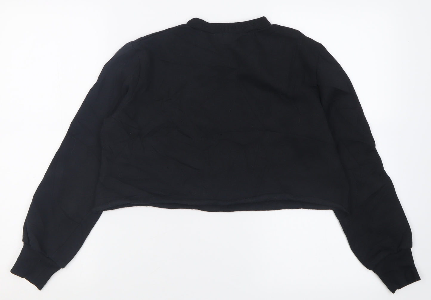 PRETTYLITTLETHING Womens Black  Polyester Pullover Sweatshirt Size 10  Pullover - Cropped christmas