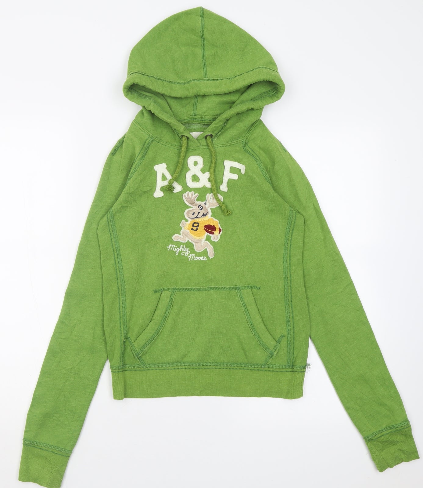 Abercrombie & Fitch Womens Green  Cotton Pullover Hoodie Size XS  Pullover