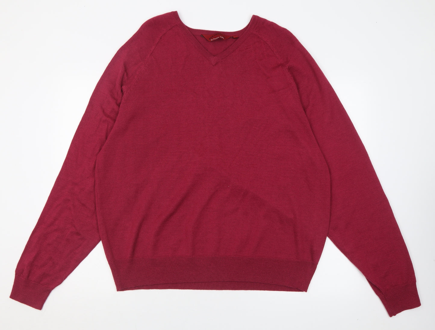 Bar Harbour Mens Purple V-Neck  Wool Pullover Jumper Size 4XL