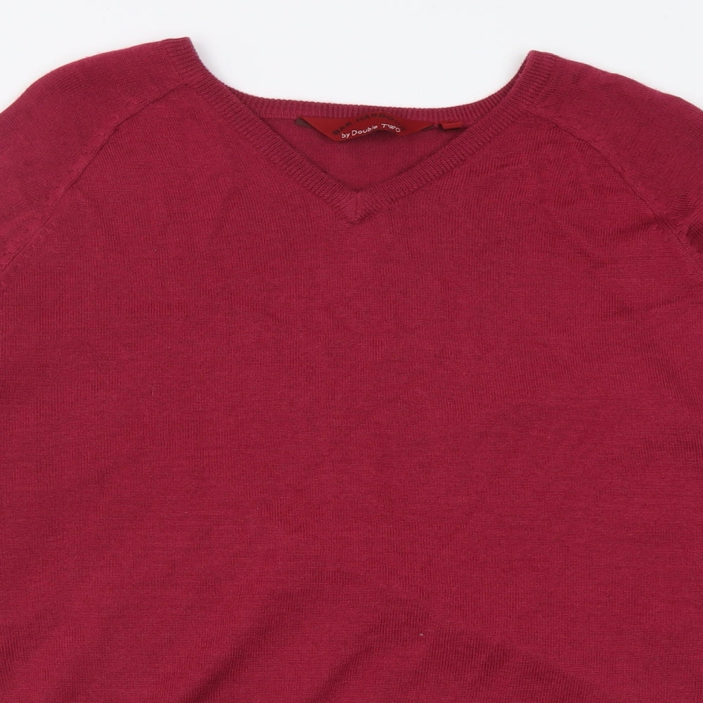 Bar Harbour Mens Purple V-Neck  Wool Pullover Jumper Size 4XL