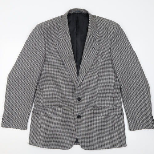 Scott International Mens White Plaid Polyester Jacket Suit Jacket Size 40