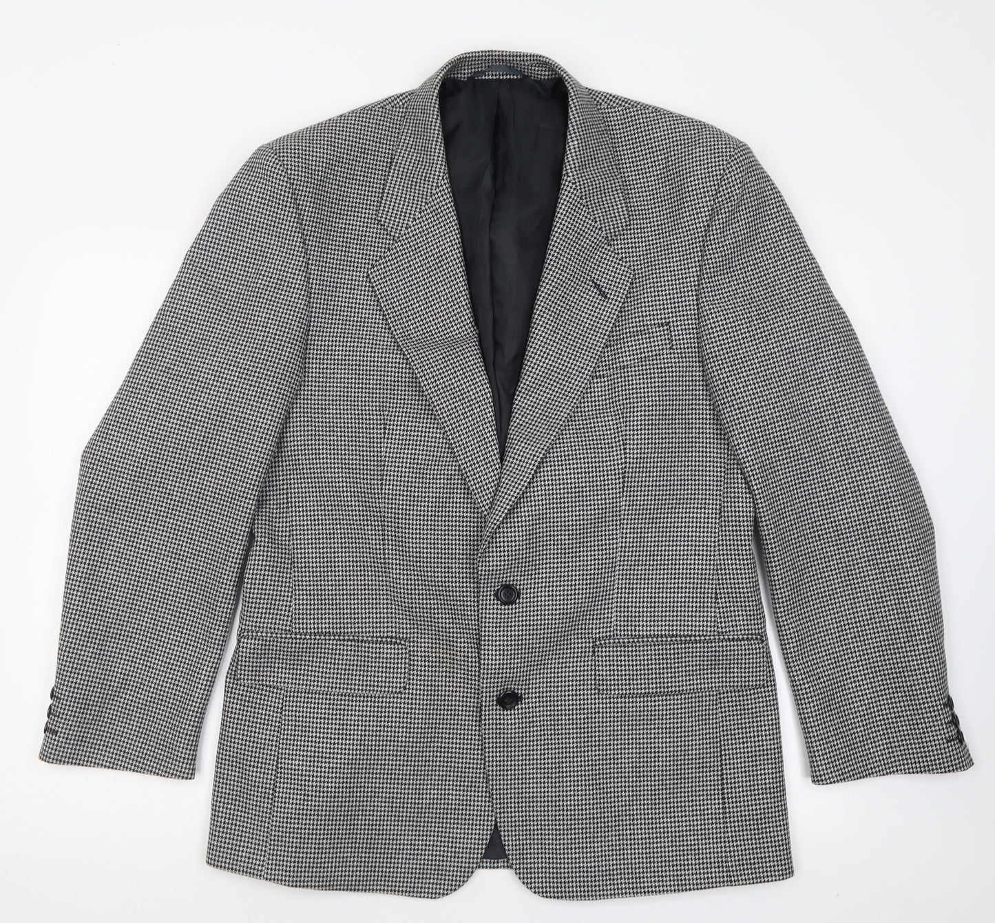 Scott International Mens White Plaid Polyester Jacket Suit Jacket Size 40
