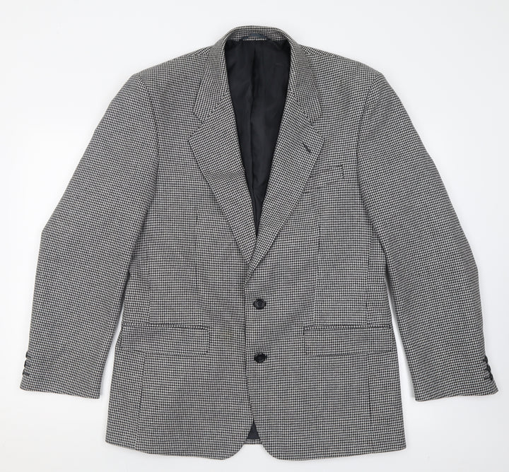 Scott International Mens White Plaid Polyester Jacket Suit Jacket Size 40