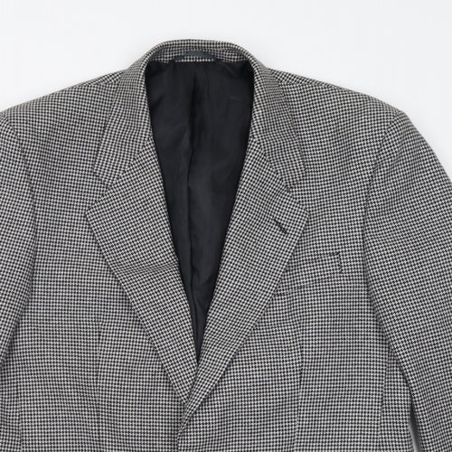 Scott International Mens White Plaid Polyester Jacket Suit Jacket Size 40