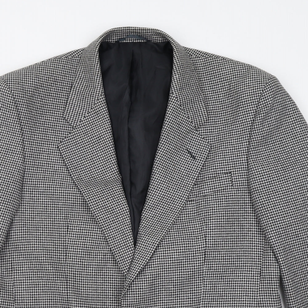 Scott International Mens White Plaid Polyester Jacket Suit Jacket Size 40