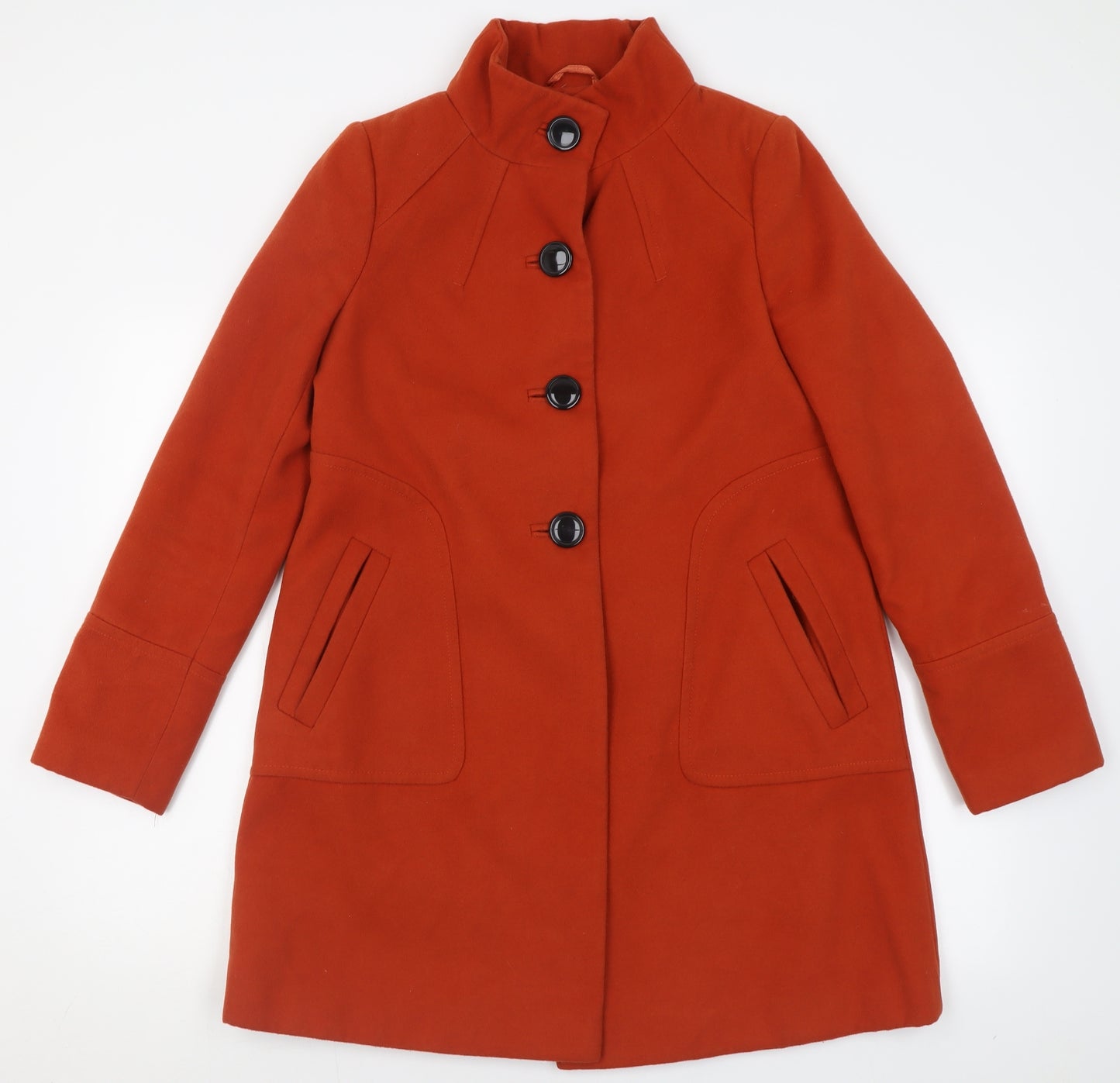 Wallis Womens Orange   Overcoat Coat Size 10  Button