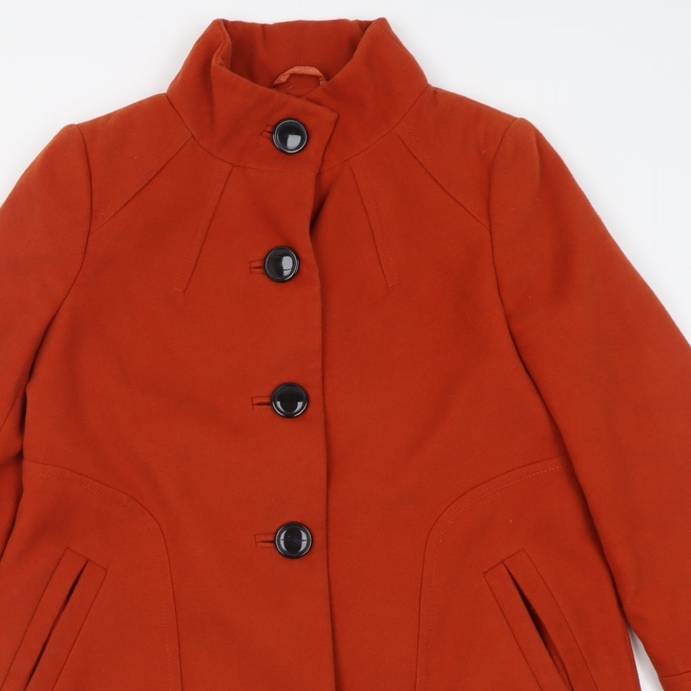 Wallis Womens Orange   Overcoat Coat Size 10  Button