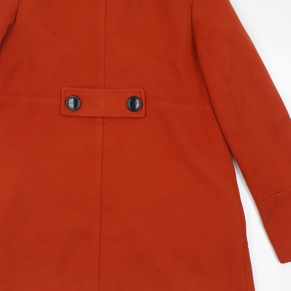Wallis Womens Orange   Overcoat Coat Size 10  Button