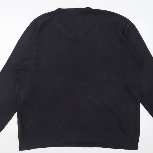 Marks and Spencer Mens Black V-Neck  Acrylic Pullover Jumper Size XL