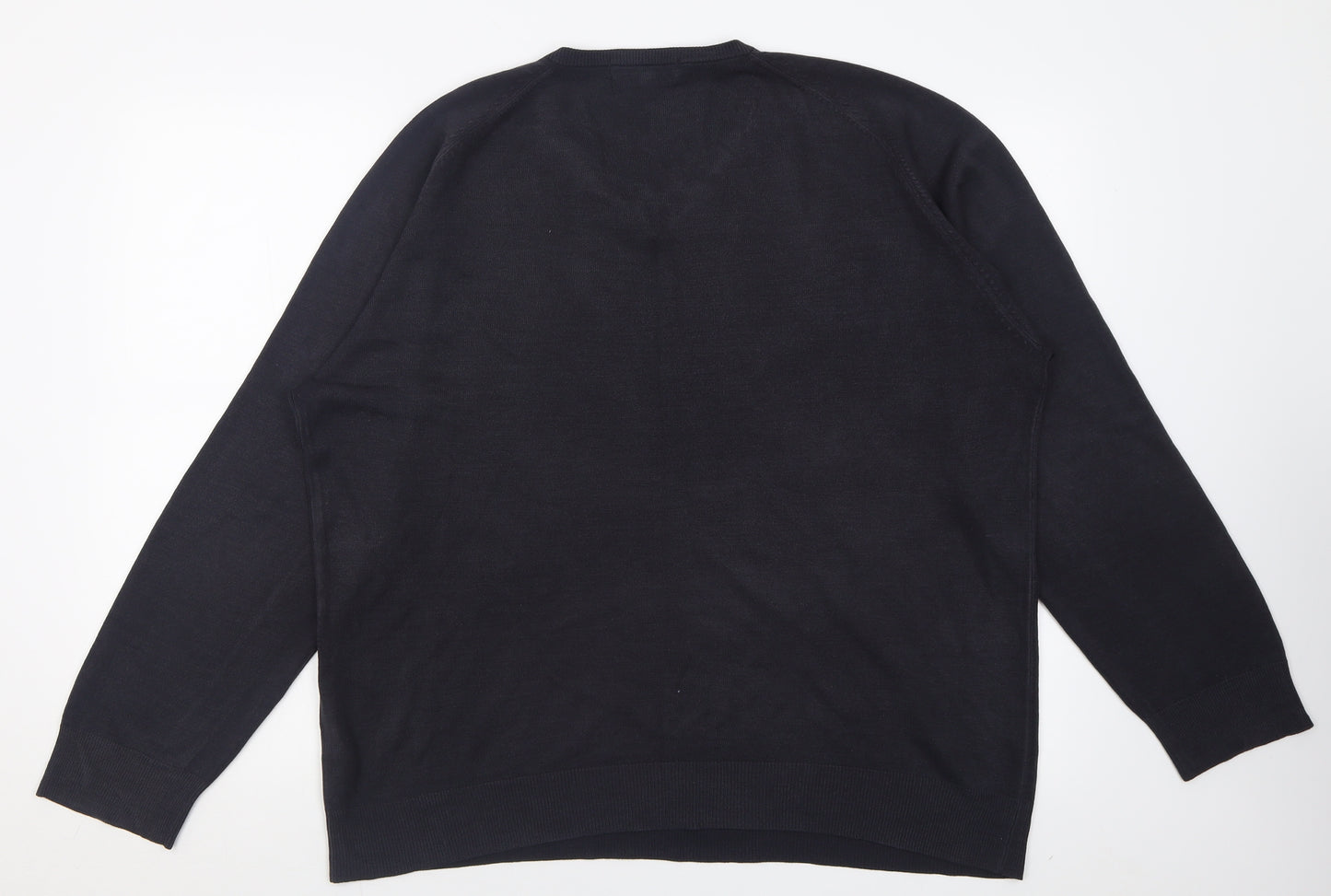 Marks and Spencer Mens Black V-Neck  Acrylic Pullover Jumper Size XL