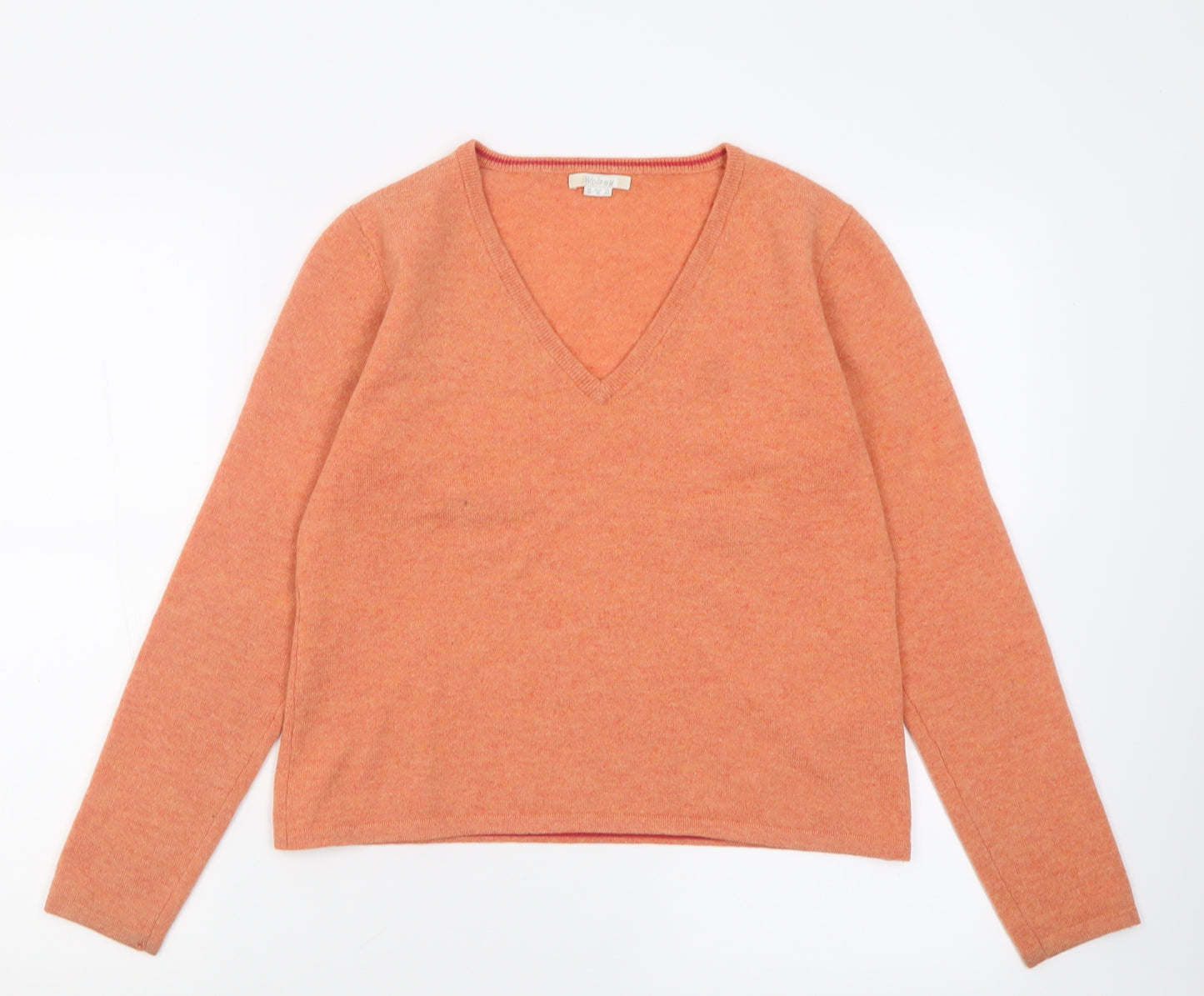 Wolsey Womens Orange V-Neck  Wool Pullover Jumper Size 10