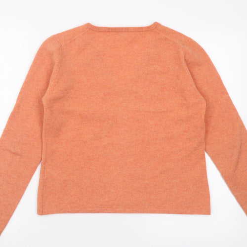 Wolsey Womens Orange V-Neck  Wool Pullover Jumper Size 10