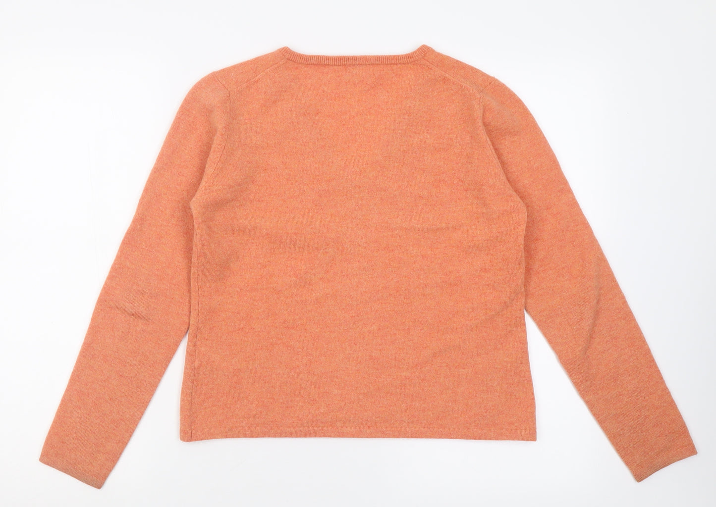 Wolsey Womens Orange V-Neck  Wool Pullover Jumper Size 10