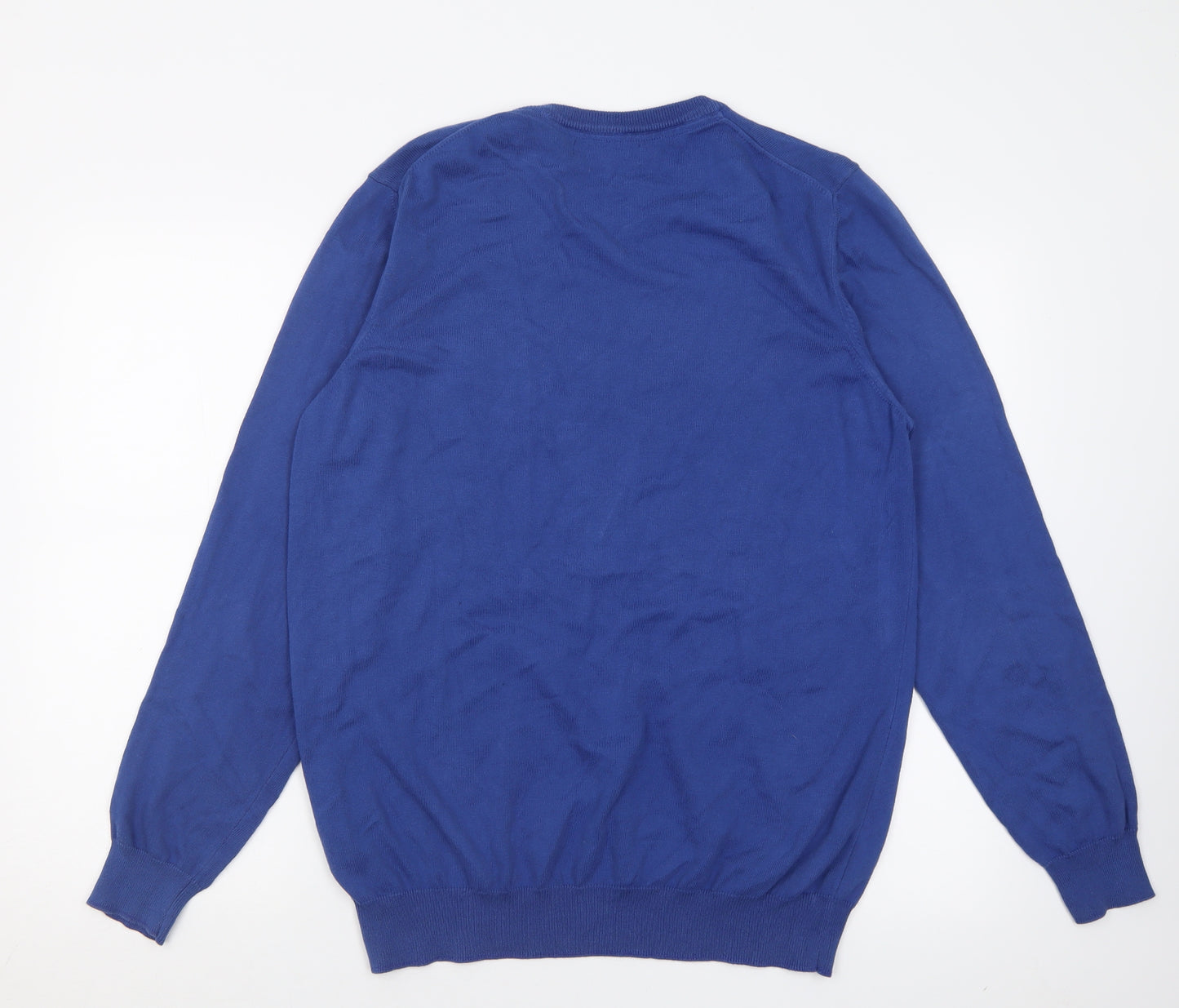 Lyle & Scott Mens Blue Crew Neck  Cotton Pullover Jumper Size L