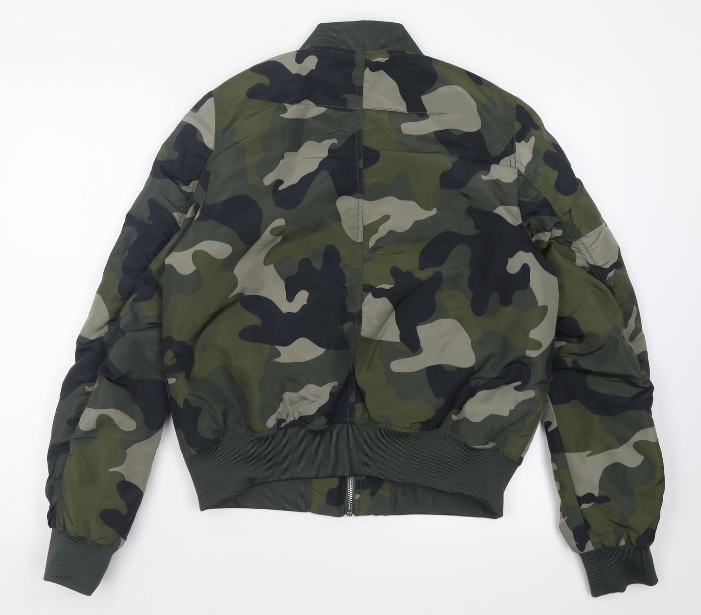 H&M Womens Green Camouflage  Bomber Jacket Jacket Size 12  Zip