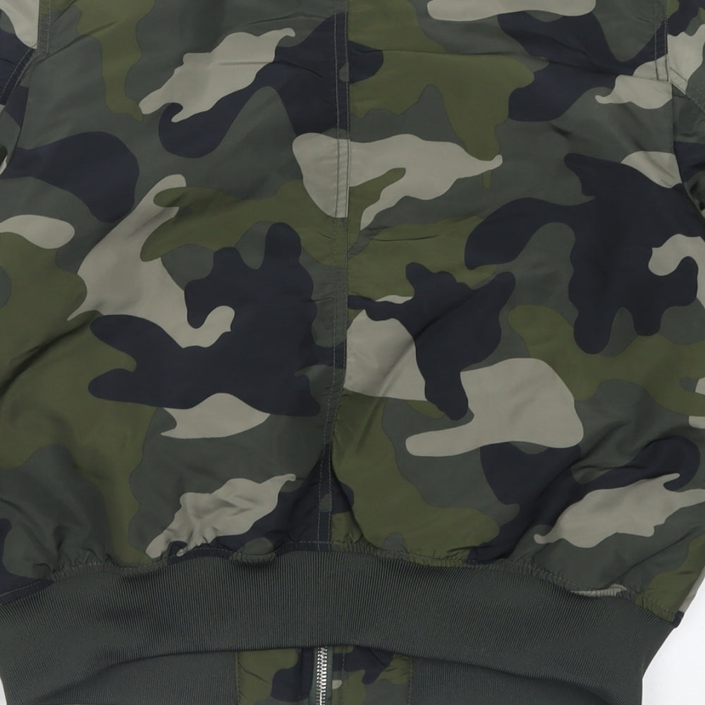 H&M Womens Green Camouflage  Bomber Jacket Jacket Size 12  Zip