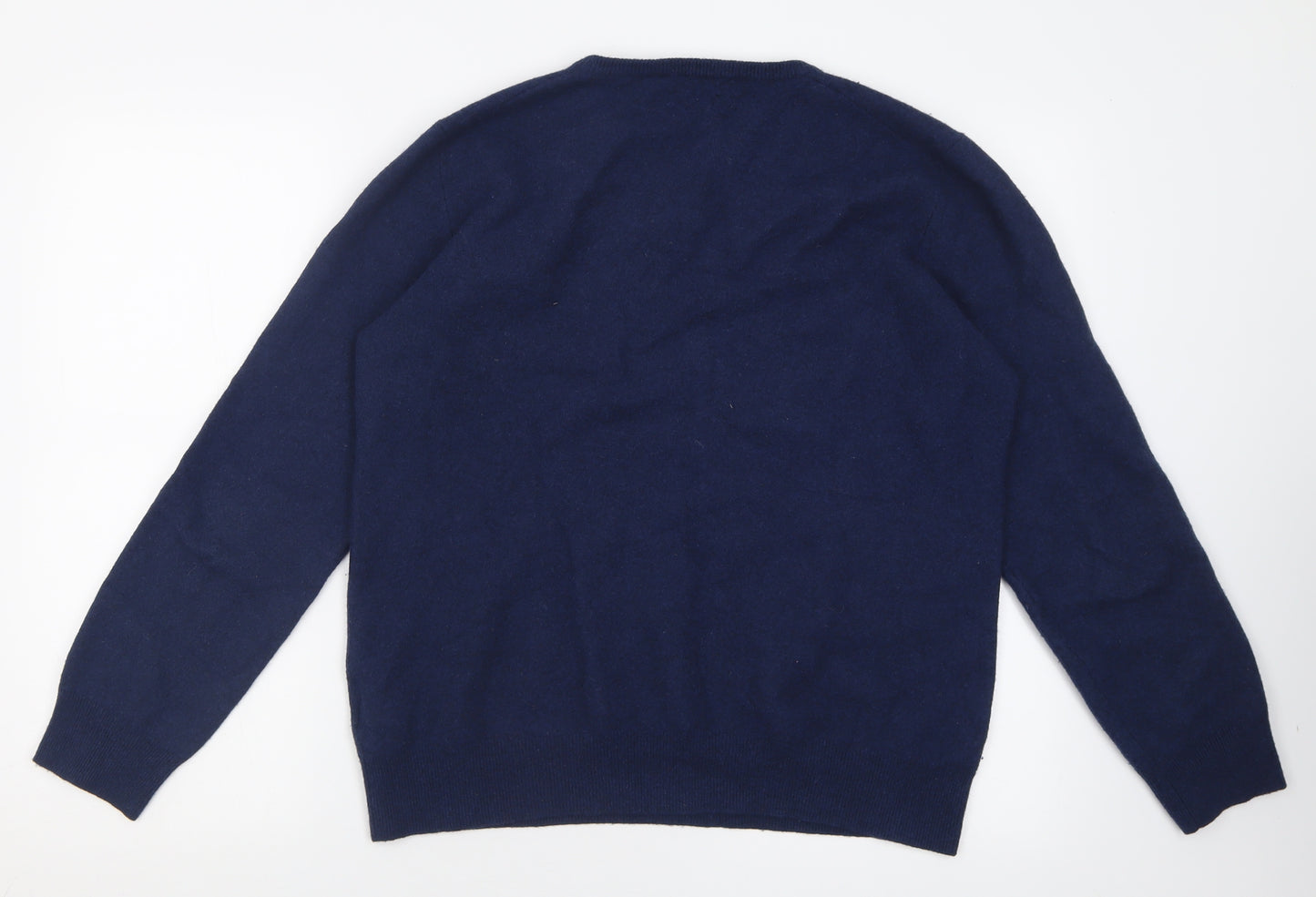 Jaegar Mens Blue V-Neck  Wool Pullover Jumper Size L