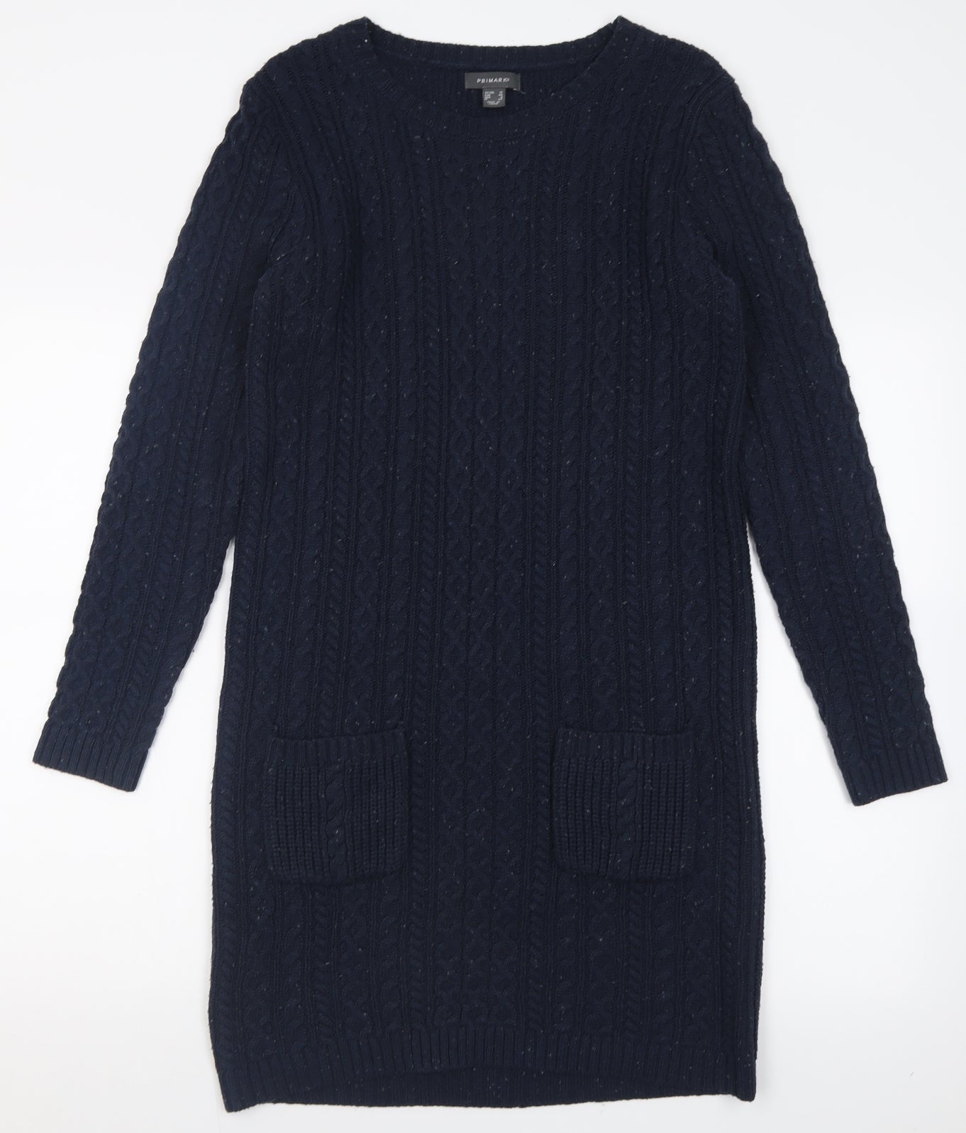 Primark Womens Blue  Acrylic Jumper Dress  Size 12  Crew Neck Pullover