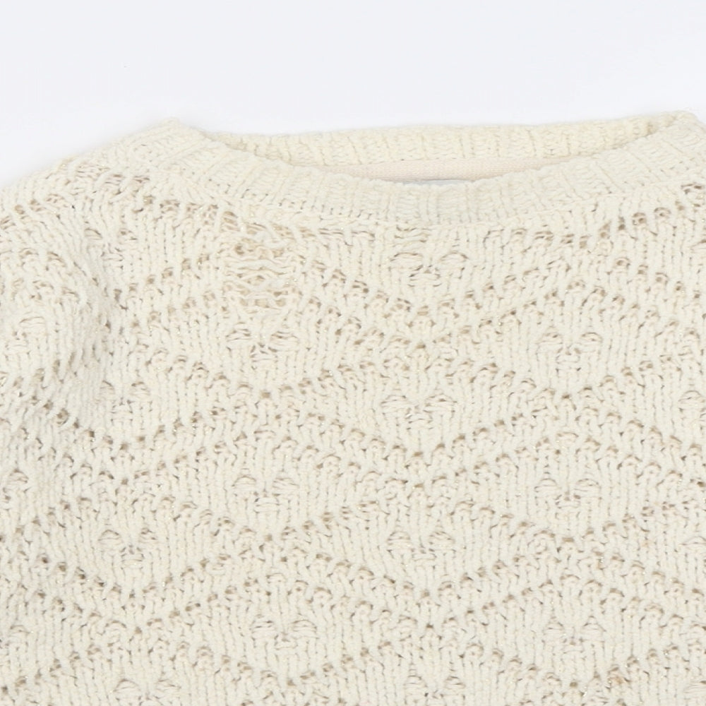 Primark Girls Ivory Crew Neck  Polyester Pullover Jumper Size 8-9 Years  Pullover