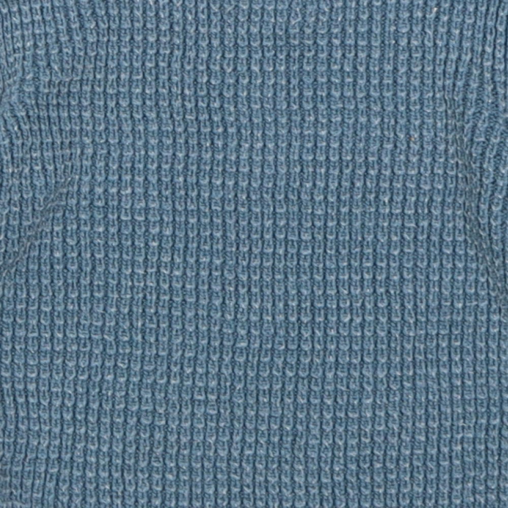 Zara Boys Blue Crew Neck  Polyester Pullover Jumper Size 3-4 Years  Button