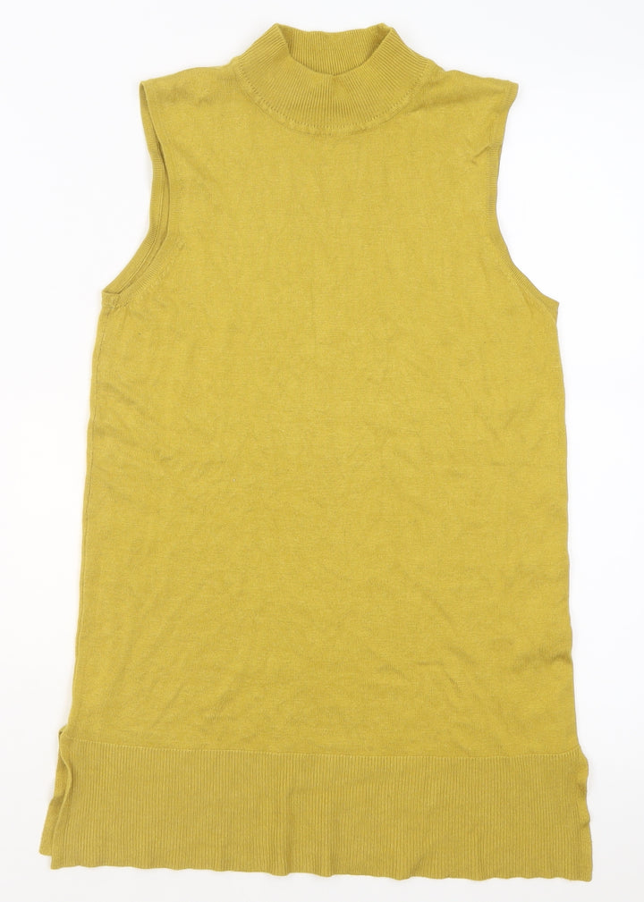 F&F Womens Yellow Viscose Basic Tank Size 8 High Neck