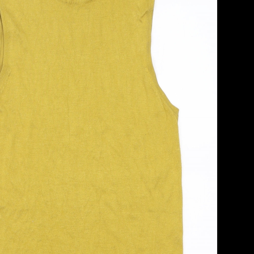 F&F Womens Yellow  Viscose Basic Tank Size 8 High Neck