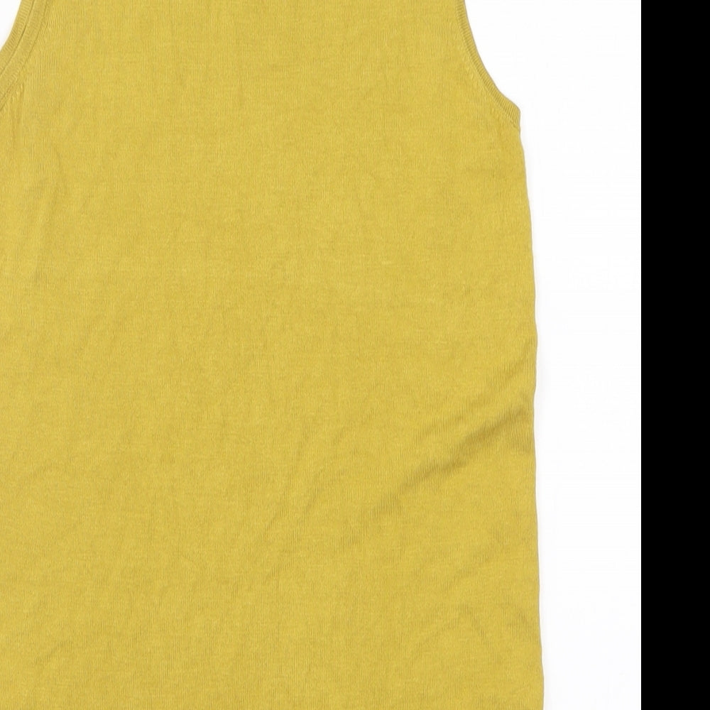 F&F Womens Yellow  Viscose Basic Tank Size 8 High Neck