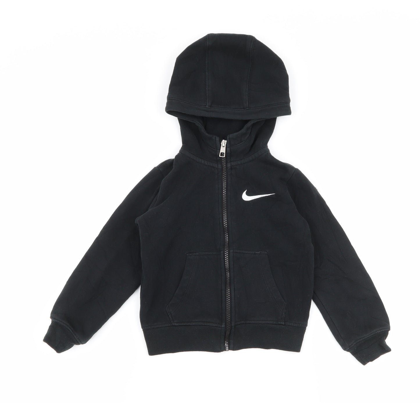 Nike Boys Black  Cotton Full Zip Hoodie Size 4-5 Years  Zip