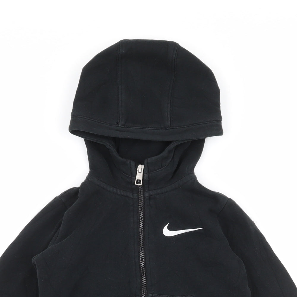 Nike Boys Black  Cotton Full Zip Hoodie Size 4-5 Years  Zip